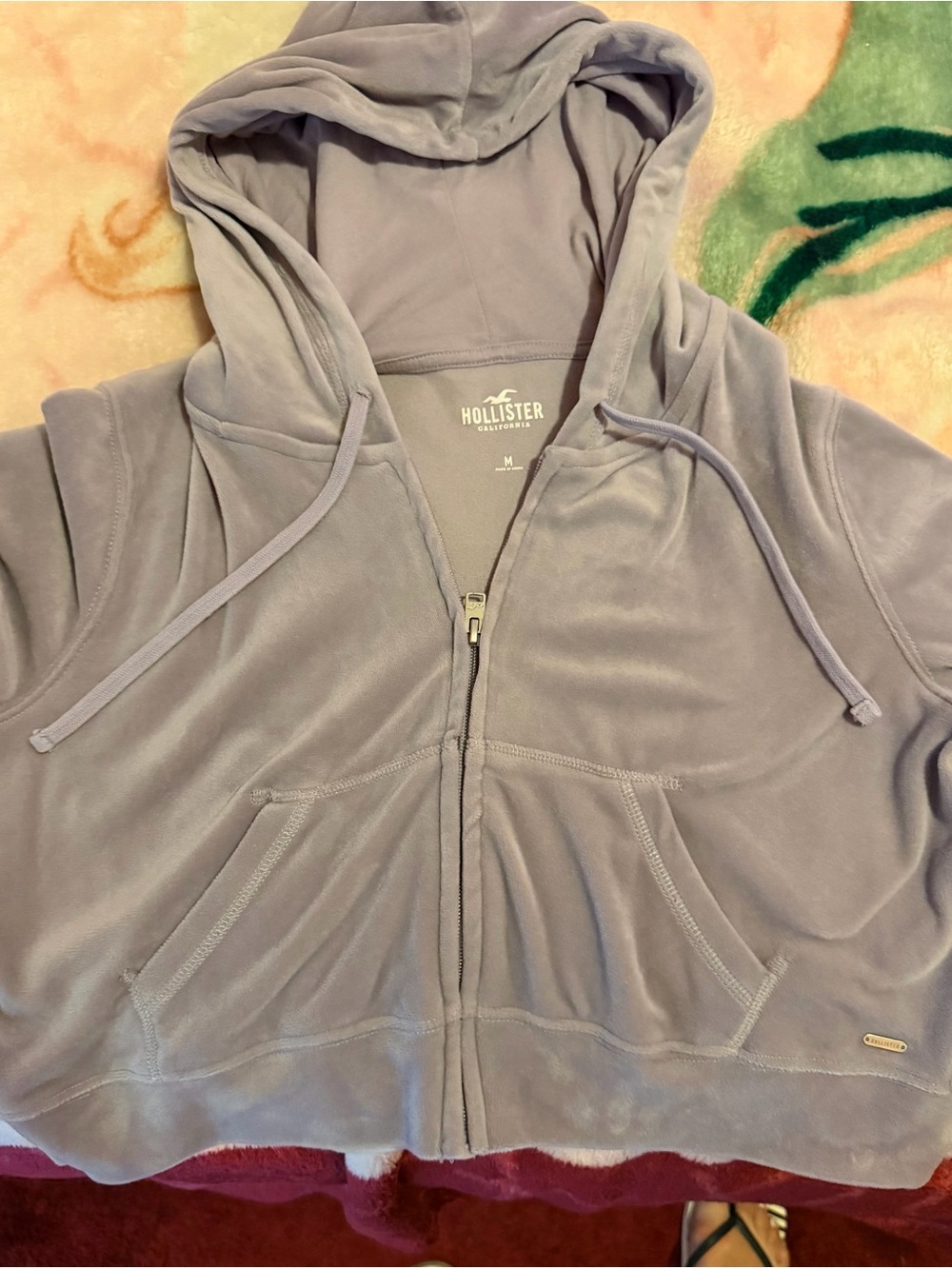 Hollister Plush Zip-Up Hoodie in Light Lavender